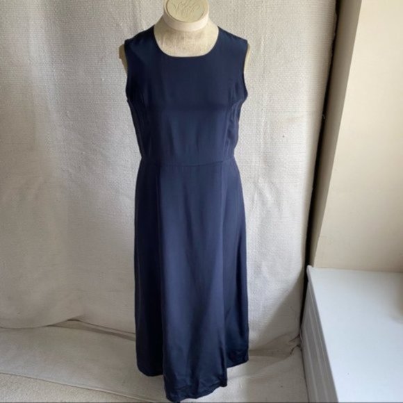 Vintage 100% Silk 14 Simple Maxi Long Dress Black - Picture 4 of 7